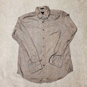 J Crew Shirt Mens Medium Gray Slim Fit Checkered Button Up